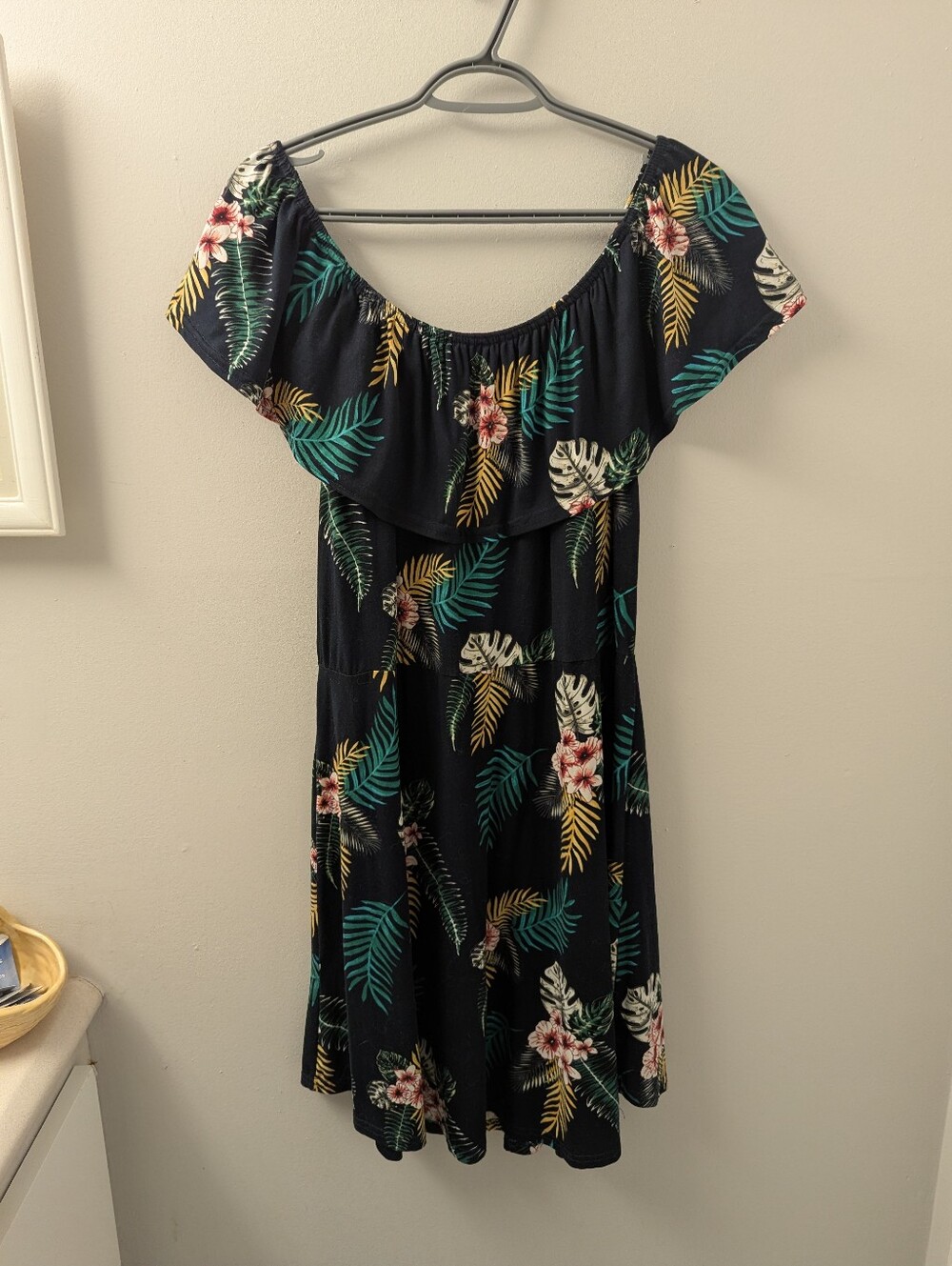 Navy Tropical Print Women's Dress